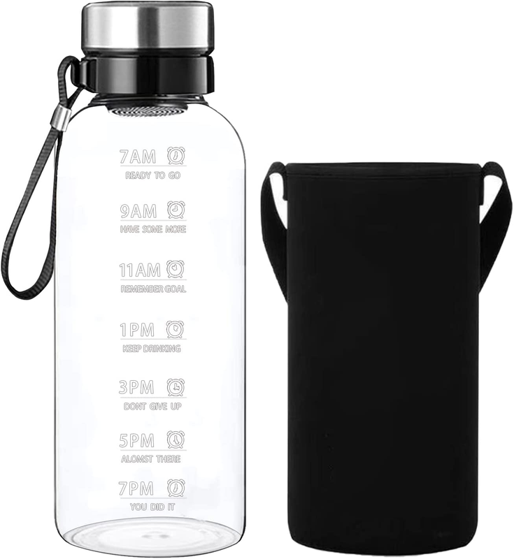 64 OZ Glass Water Bottle - Large Resuable Borosilicate Wide Mouth Glass Drinkin