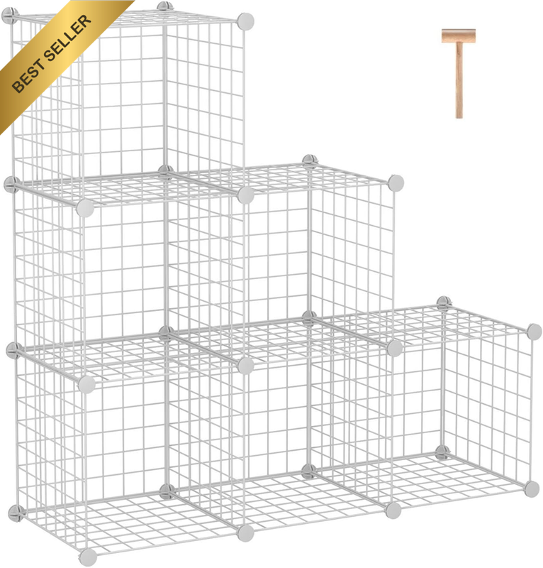 Wire Cube Storage, 6 - Cube Organizer Metal C Grids, Modular Shelves Units, Stor