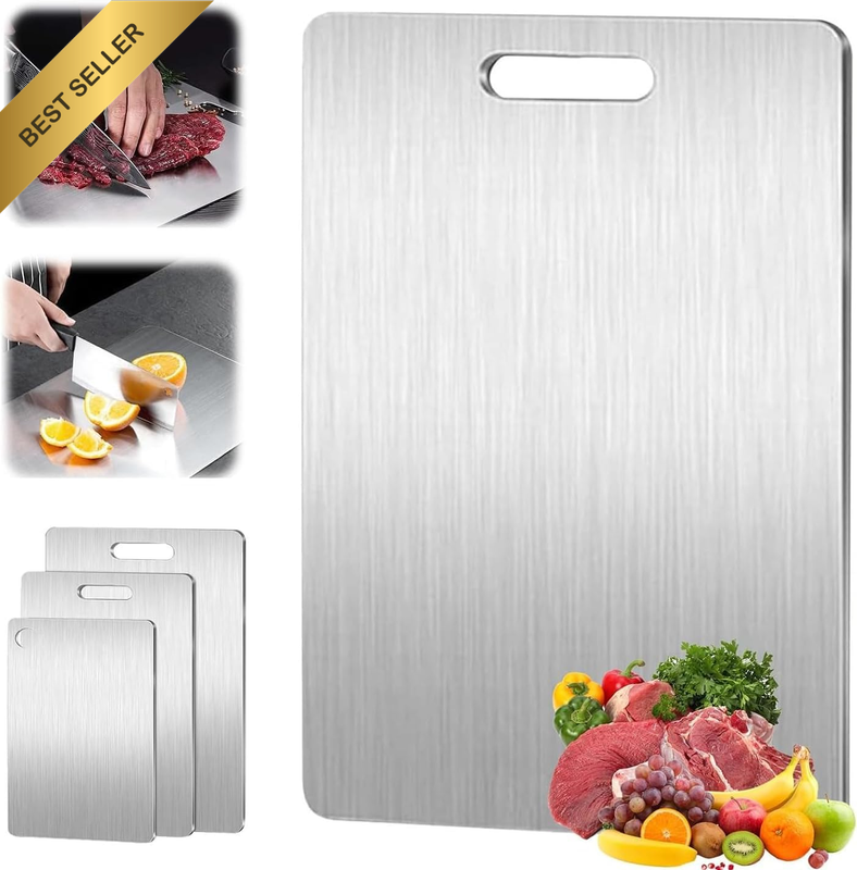 Goodern Titanium Cutting Board,Stainless Steel Double Sided Food-Grade Worktop C