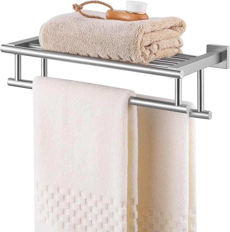 Rack With Double Towel Bar, 16-inch Towel Holder Wall Mount,