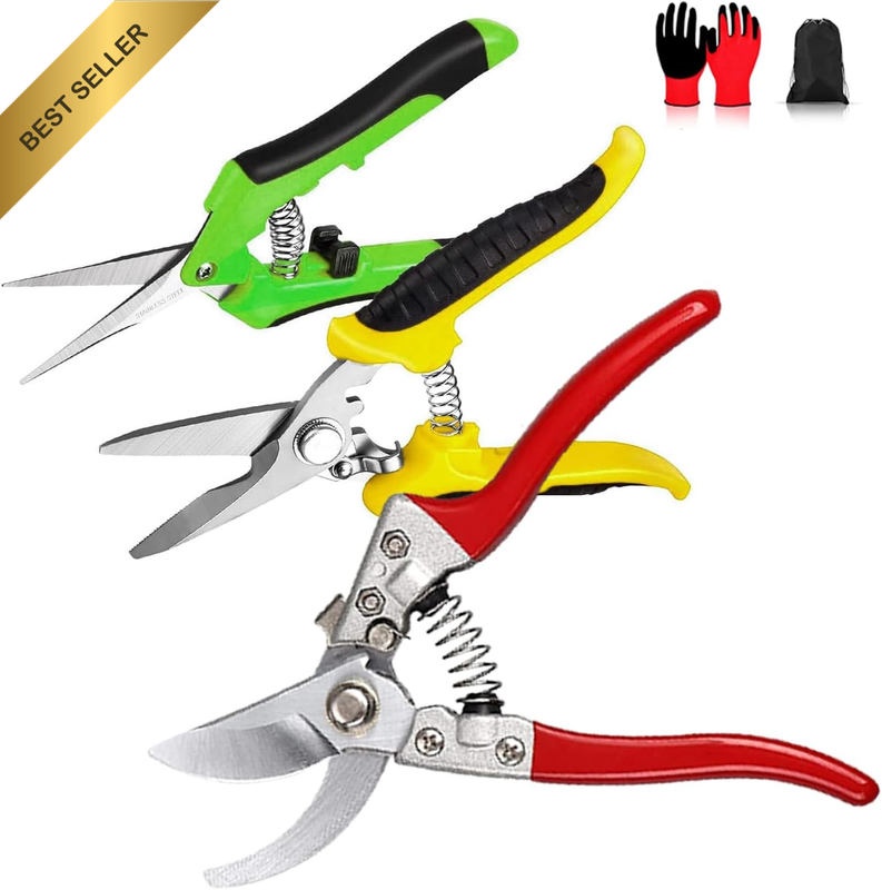 5 Pack Garden Shears Set with High-Carbon Steel Sharp Pruning Shears, Straight F