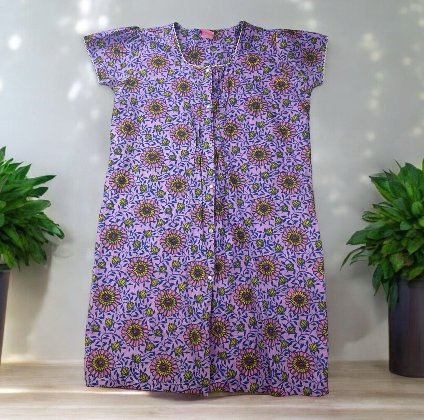 VTG Carol's Collection House Coat Size Large Floral MooMoo