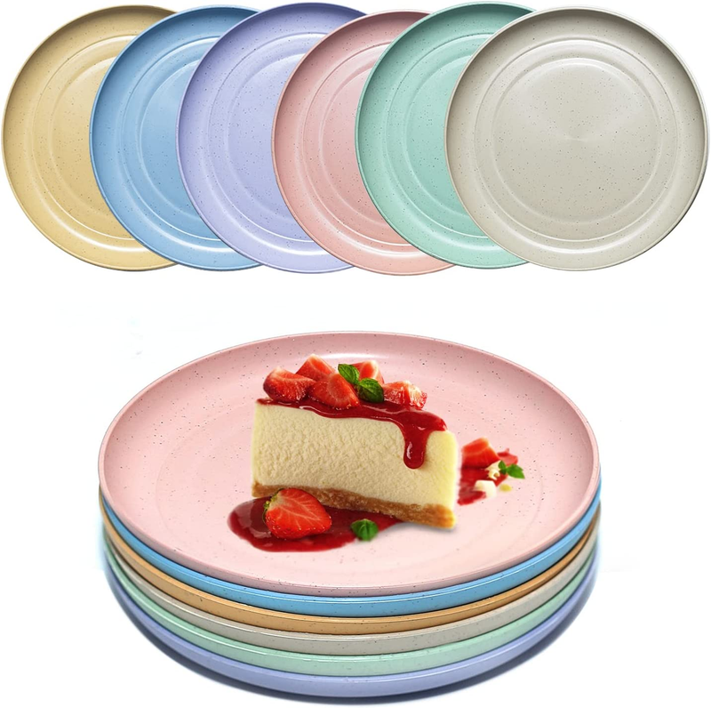 Unbreakable Deep Dinner Plates Plastic Reusable Assorted Colors Dinnerware Sets