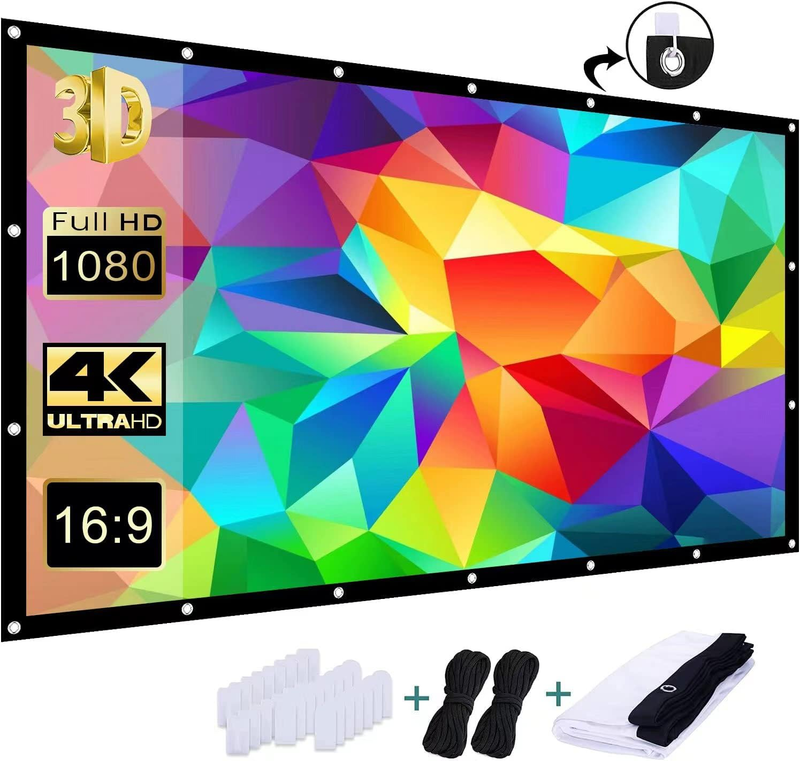 Screen,  Movie Projector Screen 16:9 Foldable And Portable An
