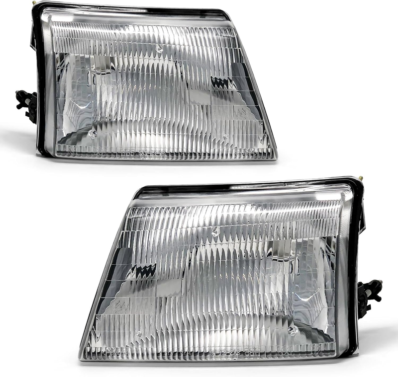 Chrome Housing Clear Reflector Headlamp Pair Headlight for Ford Ranger 1998-2000
