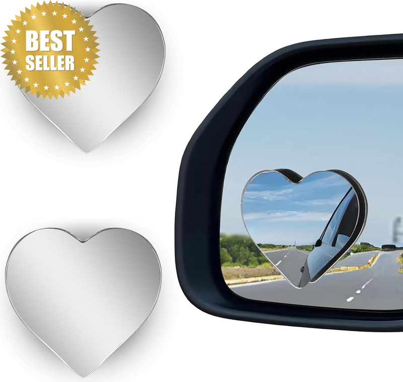 Heart Shaped Blind Spot Mirrors 2 Pack, Large Wide Angle Convex Mirror for Car S