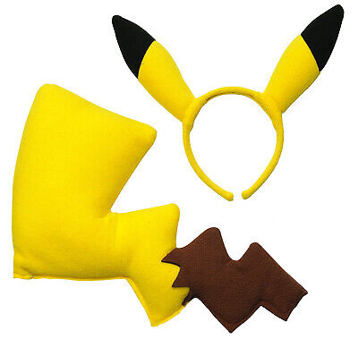 Pikachu 2pc Accessory Kit Ears & Tail Pokemon Go Yellow Mouse Electric Cosplay