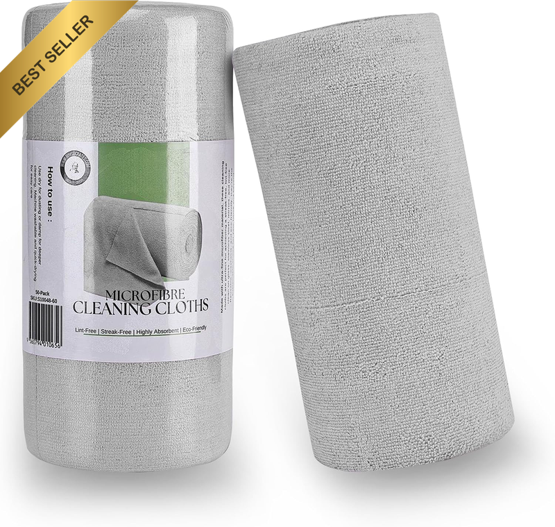 Socrates Microfiber Cleaning Cloth Roll – 50 Tear-Away Sheets,30X30Cm, Ultra-Abs