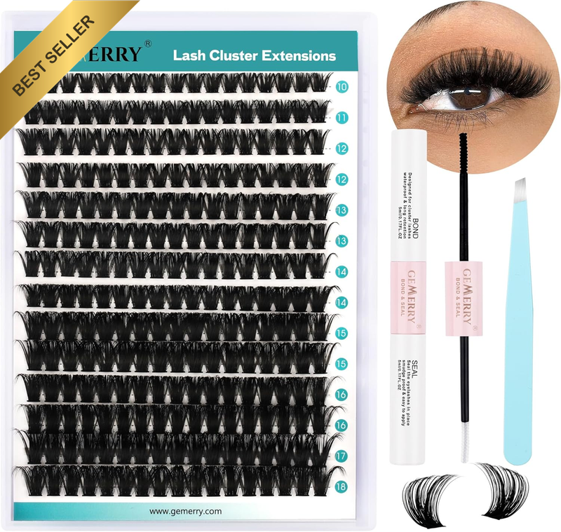 Lash Extension Kit Mixed Long Lash Clusters Kit(80D,Mix10-18) | Eyelash Extensio