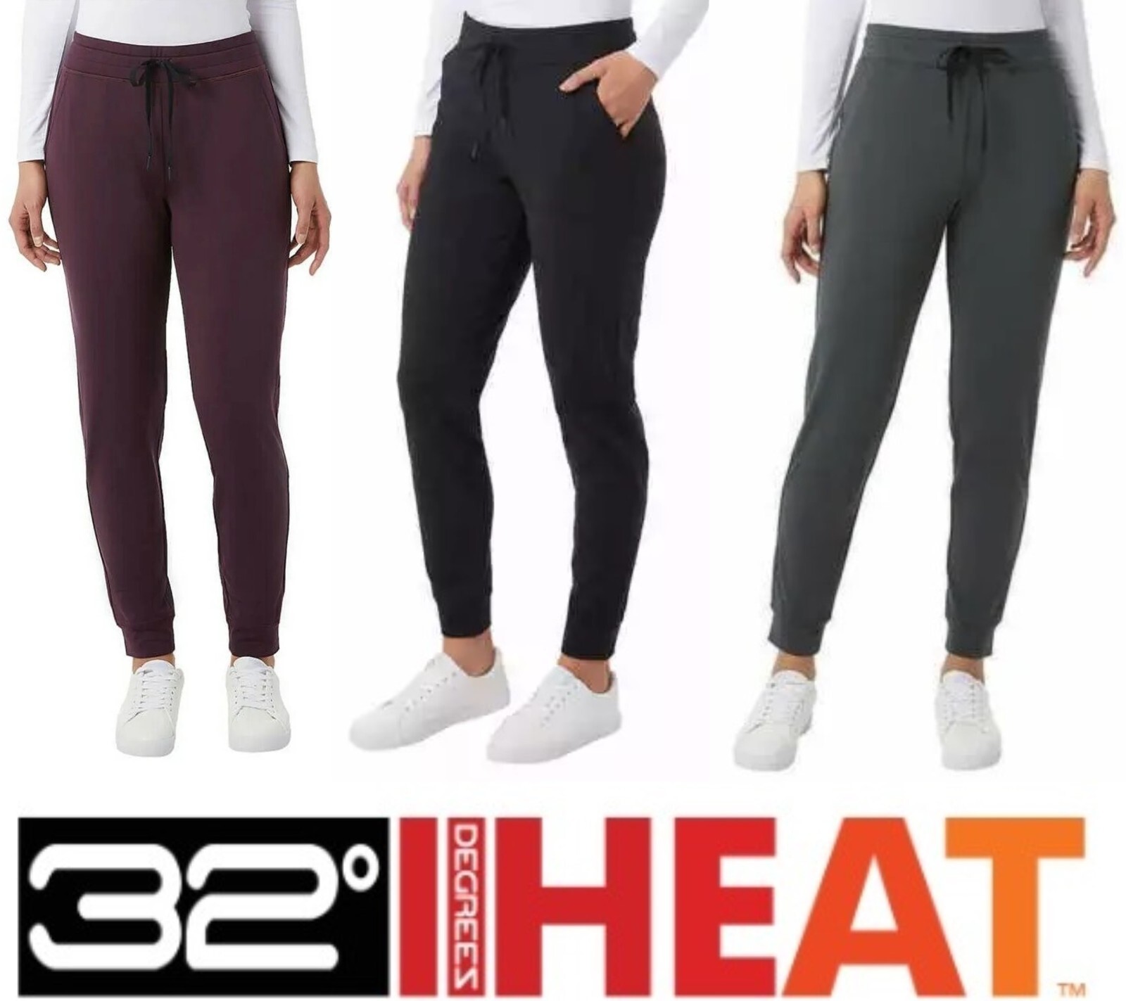 32 Degrees Women's Soft Feel Stretch Tech Fleece Jogger Pants 1526732 | eBay