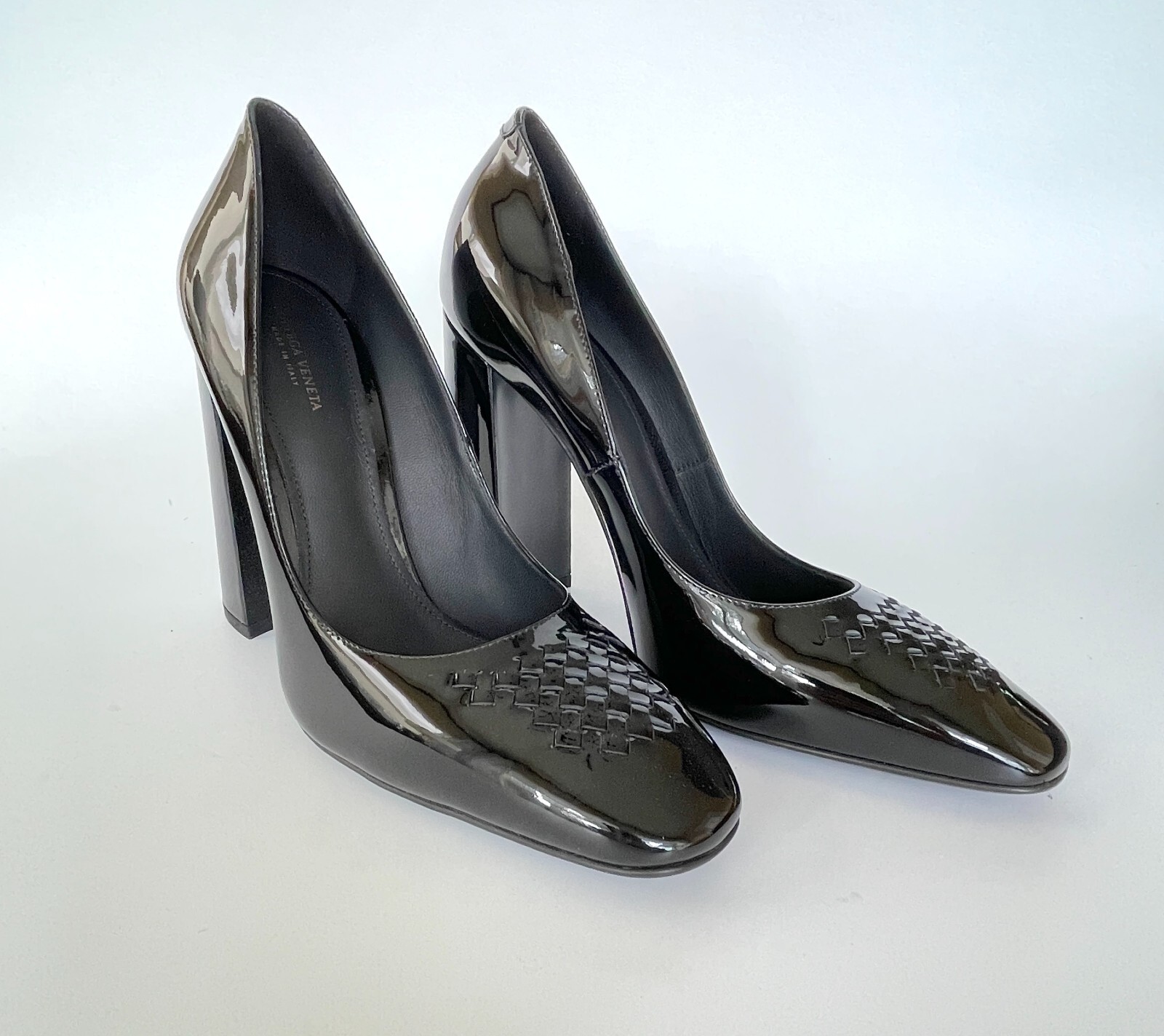 Pre-owned Bottega Veneta 469166 Patent Leather Cherbourg High Heel Pumps, Black (us 9)