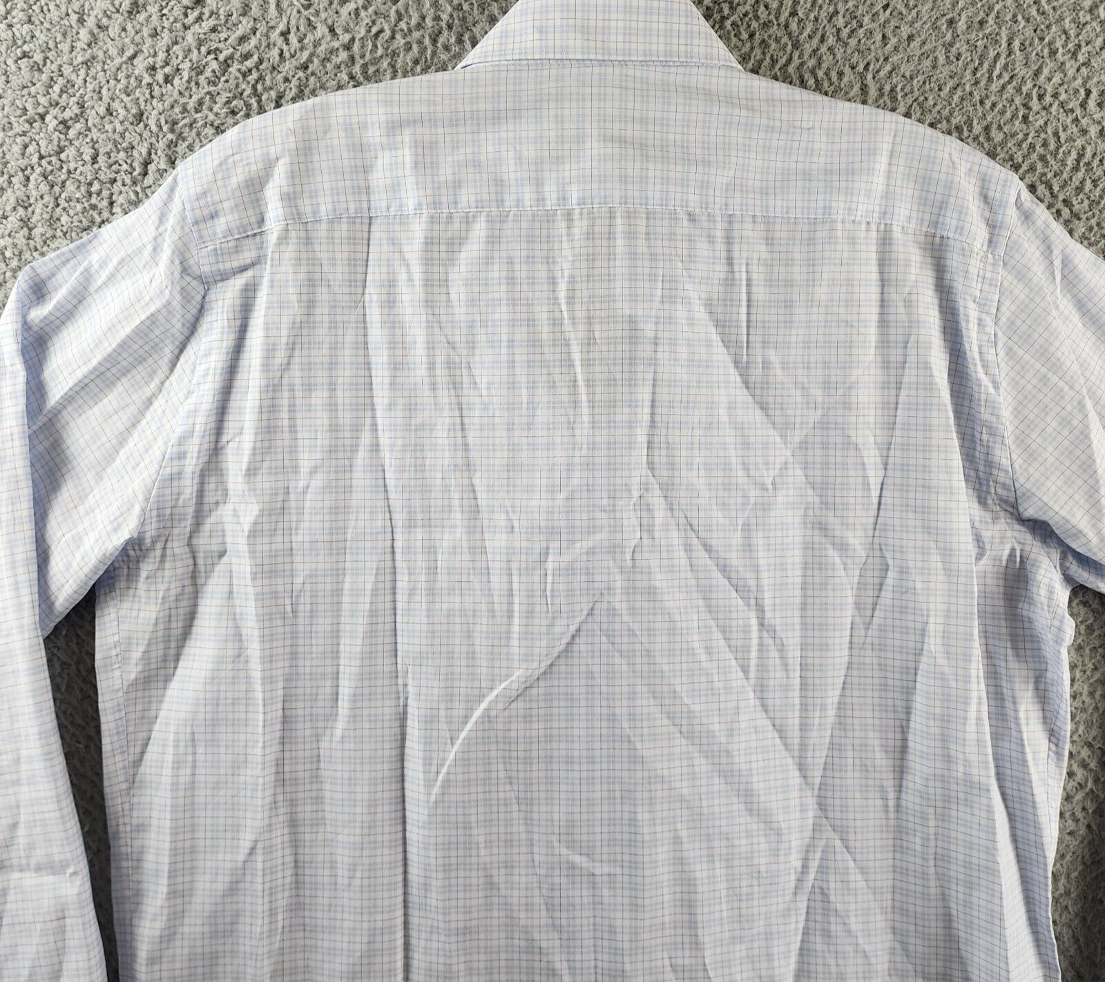 Canali Tonal Check Regular Fit Dress Shirt Men's 41/16 Blue Collared Long Sleeve - Picture 14 of 14