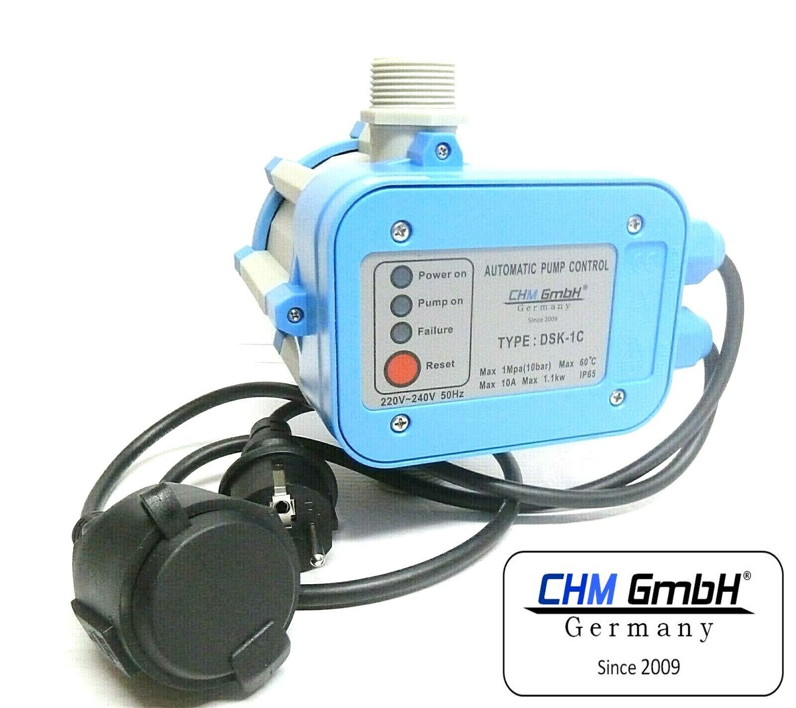CHM GmbH® Pumpensteuerung einstellbar Druckschalter mit Trockenlaufschutz