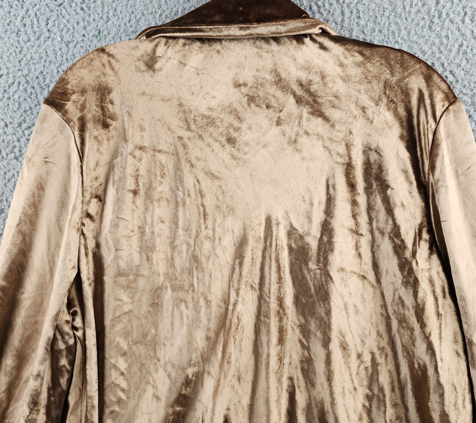 Vince Velvet Silk Blend Button Up Shirt Women's XL Gold Shadow Cuff Long Sleeve - Picture 11 of 17