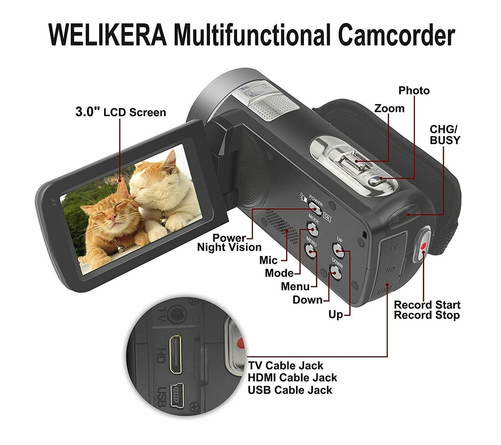 Video Camera Camcorder, WELIKERA IR Night Vision