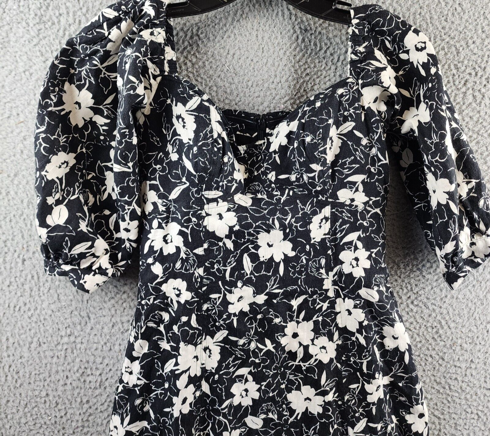 Lauren Ralph Lauren Floral Off-the-Shoulder Linen Dress Women's 2 Black/White - Picture 3 of 13