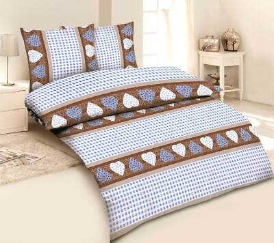 4tlg Bettwäsche Set Bettbezug 135x200 Kissen 80x80 Landhaus Bauernkaro Blau NEU