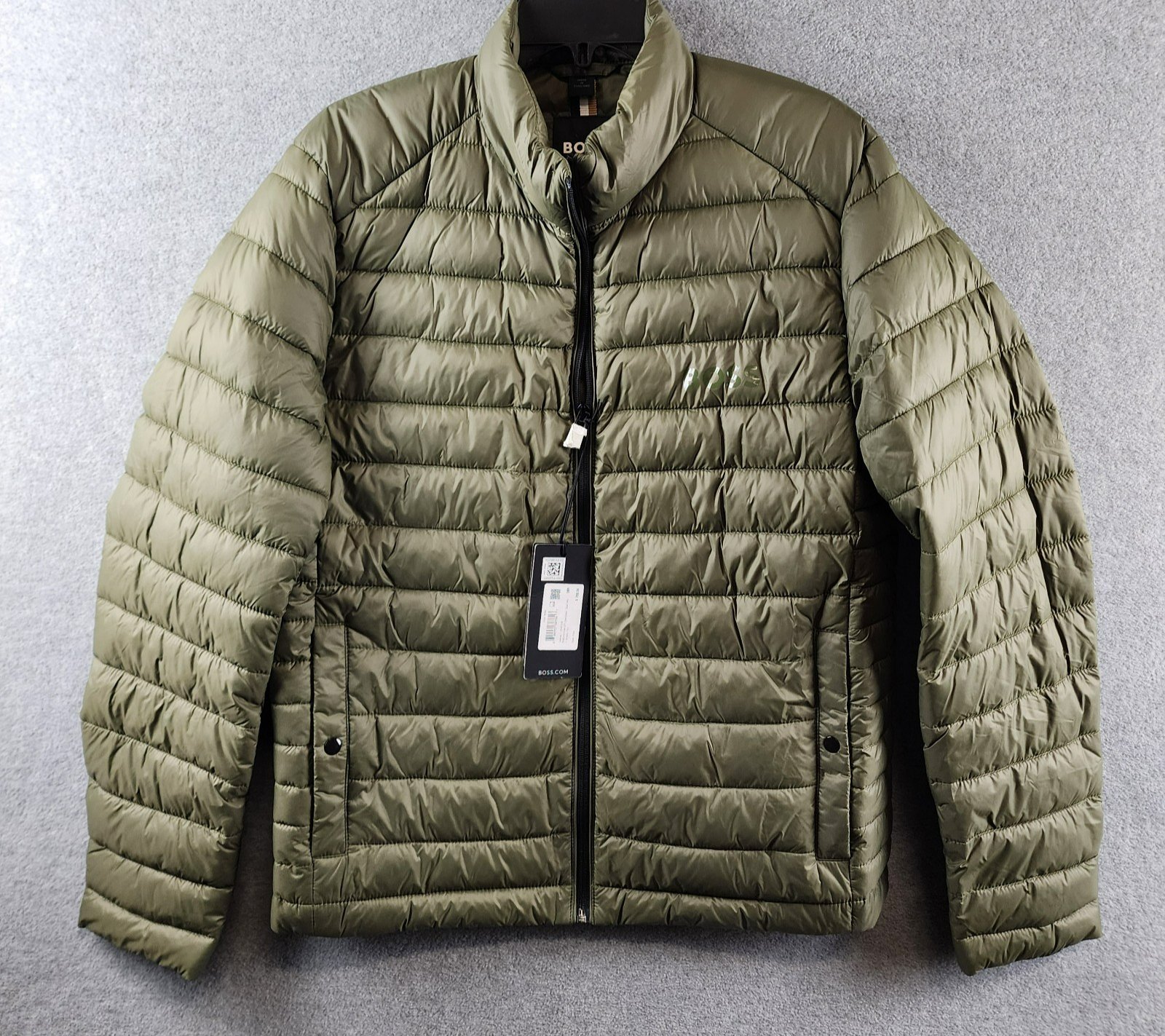 BOSS Calanos Lightweight Puffer Jacket Men's 38R Open Green