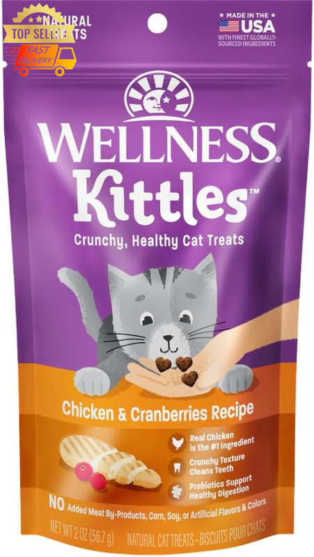 Wellness Kittles Grain-Free Cat Treats, Crunchy Chicken & Cranberries, 57g
