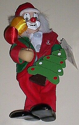 Funny Clown Porcelain Doll with Colorful Costume Christmas Tree & Balloons w/Tag