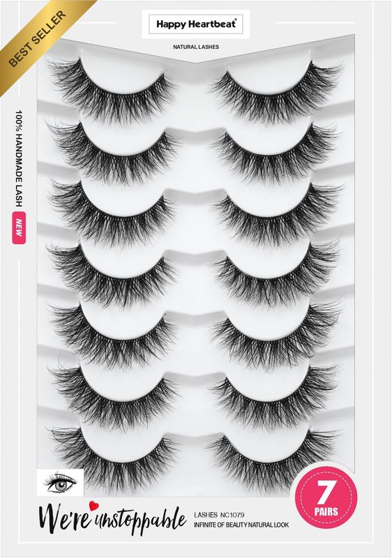 3D Clear Band Lashes 14Mm Natural Soft Faux Mink Lashes C/D Curl Cat Eye Wispy F