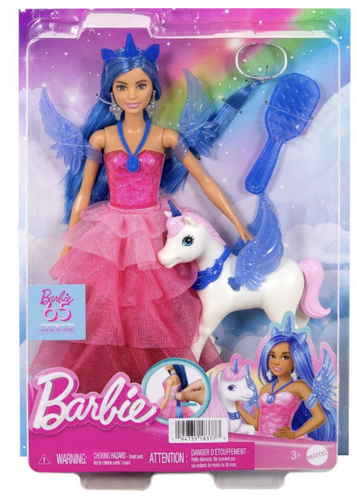 Barbie Unicorn 65th Anniversary Doll with Blue Hair Pink