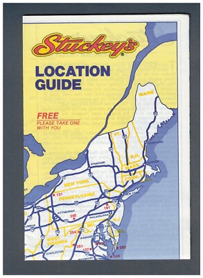 Vintage Map of Stuckey's Location Guide Travel Brochure Restaurants Listings