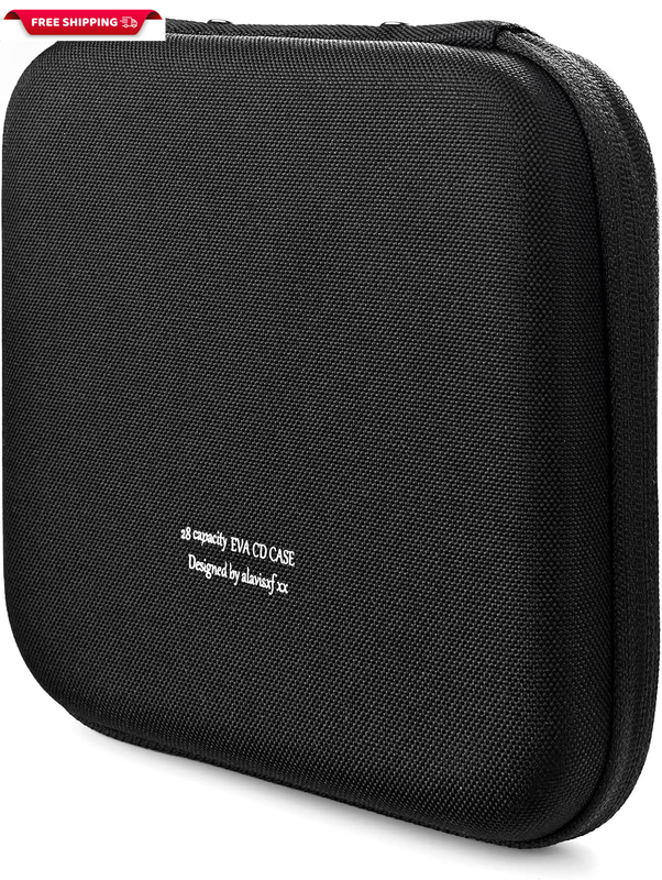 CD Case, 28 Capacity EVA Protective DVD Case Portable Zipper CD Case Holder Disc