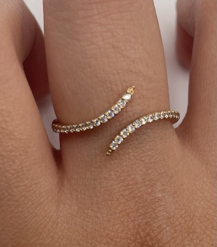 10k JTS Solid Gold Diamond Bypass Ring Band Size 7 | eBay