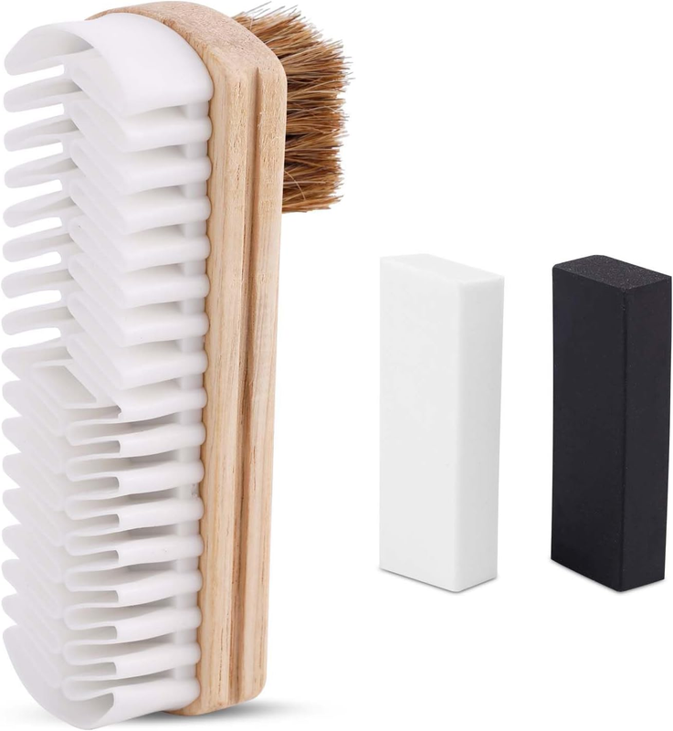 Suede Shoe Brush and Eraser Kit, Premium 2-In-1 Shoe Cleaning Brush with 2 Erase
