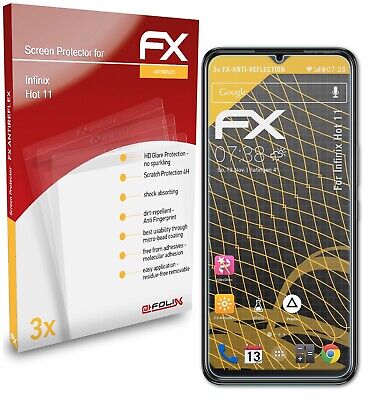atFoliX 3x Beschermfolie voor Infinix Hot 11 Screen Protector mat&schokbestendig