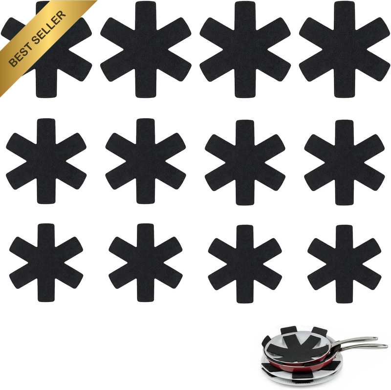 12-Piece Black Pot and Pan Protectors Set, Multi-Size Felt Pot and Pan Protector