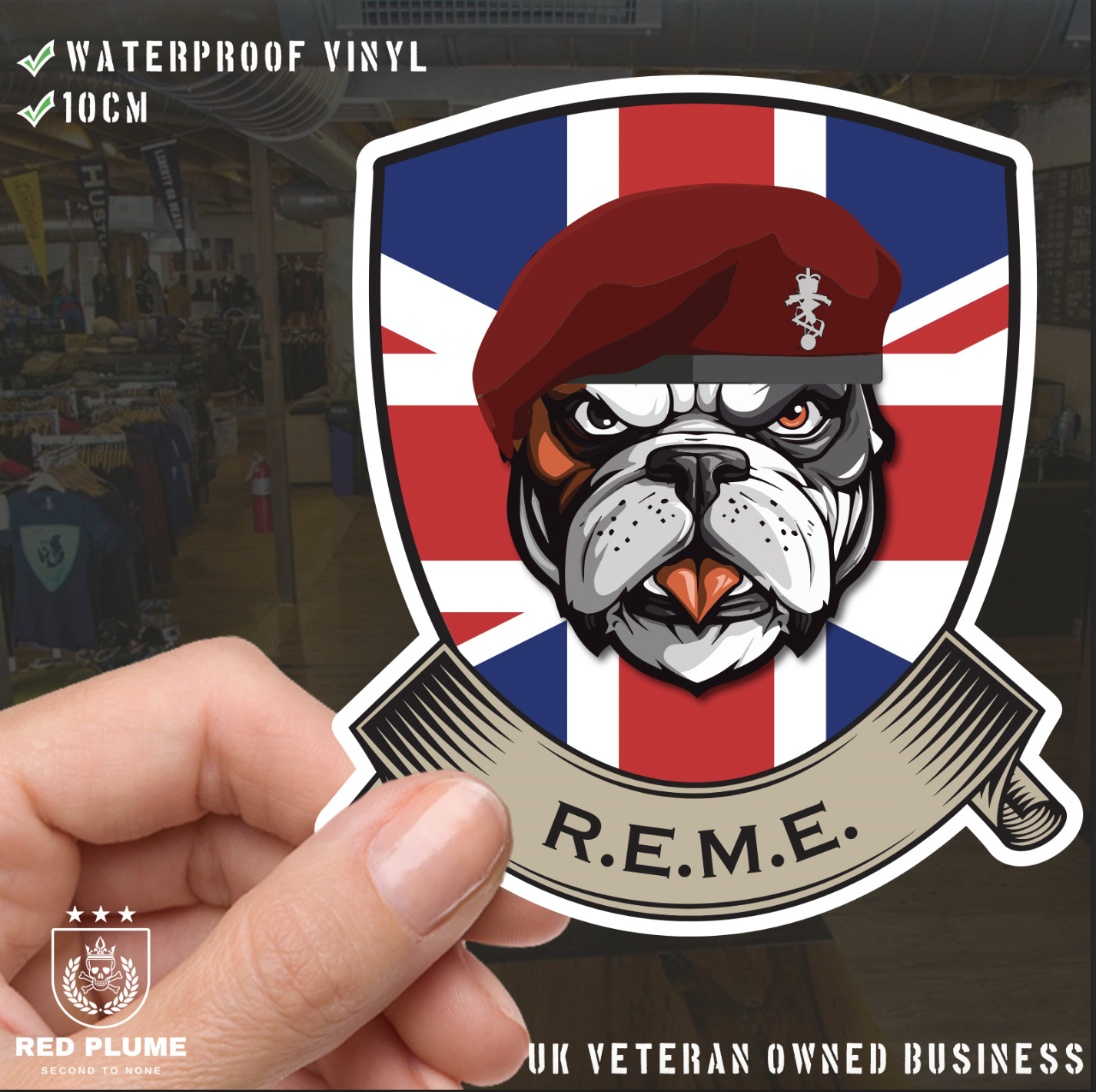 Royal Electrical Mechanical Engineer Paras British Bulldog Vinyl Sticker - 10cm - Picture 1 of 4