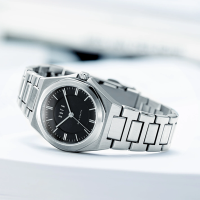 Pre-owned Dufa Wachsmann 32mm Jet Black Ss Watch - Brand