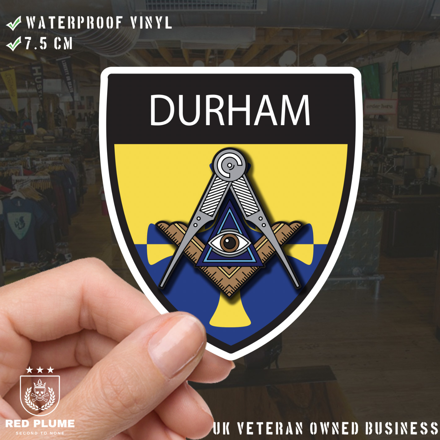 Durham Masonic Shield Sticker - Picture 1 of 4