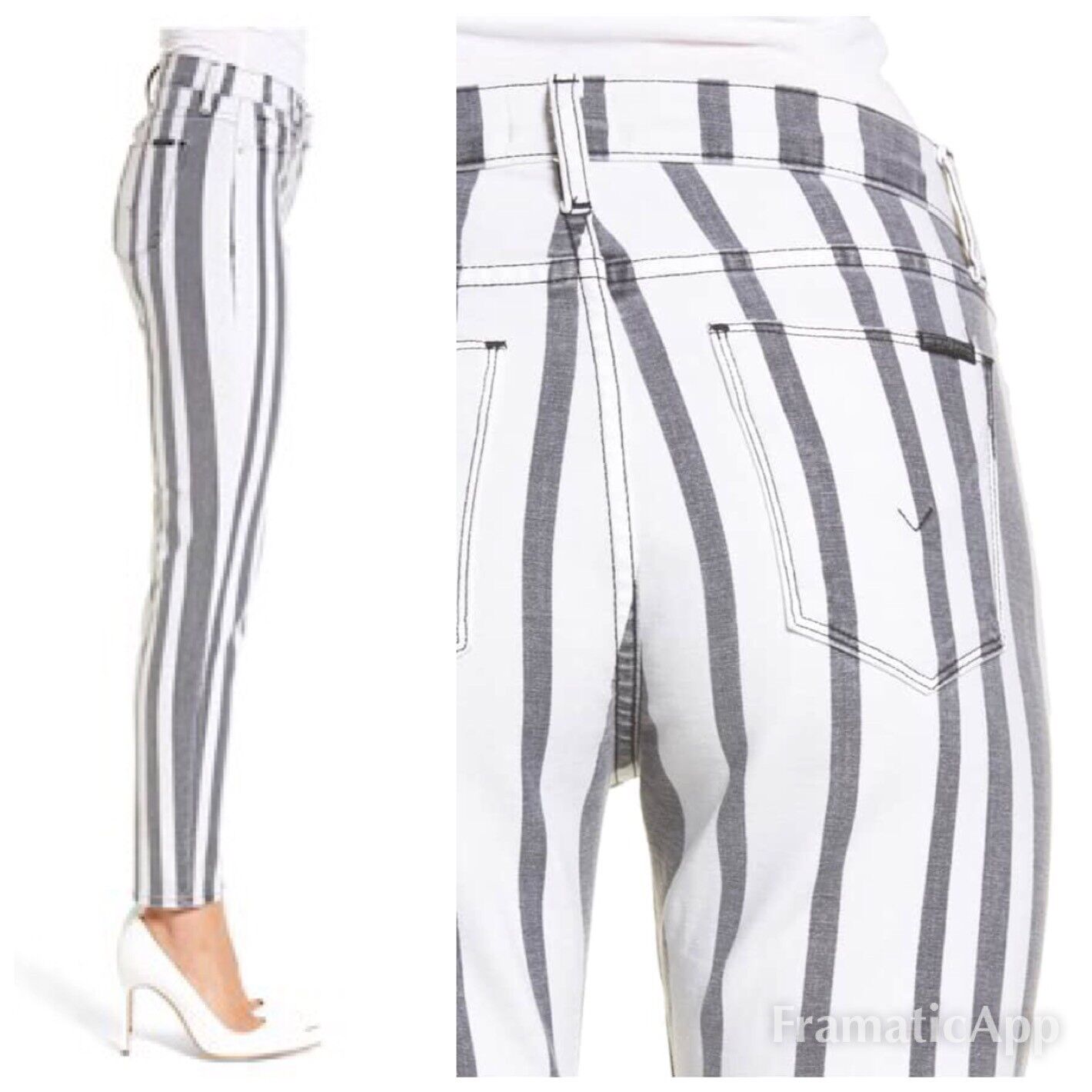 NWT Hudson Jeans Womensâ Barbara Striped Ankle Skinny Jeans Size 31 Retail $195 | eBay
