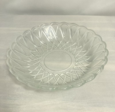 Indiana Glass Vintage Pretzel Pattern Bowl Crystal Clear Candy 7.5 Inches