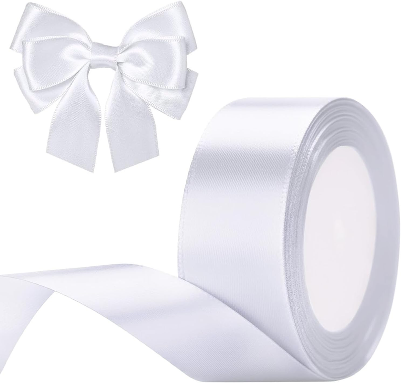 White Stain Ribbons,40Mm Gift Wrap Ribbon,22M Ribbons for Gift Wrapping, Christm
