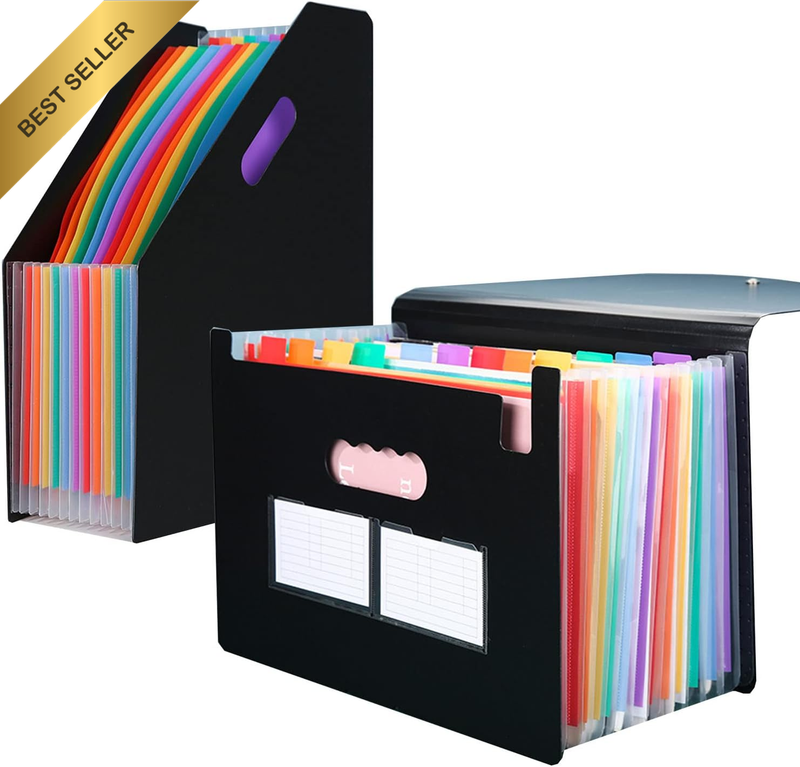 File Folders,2 Pack Accordion File Organizer,Desktop Accordian File Organizer,Se