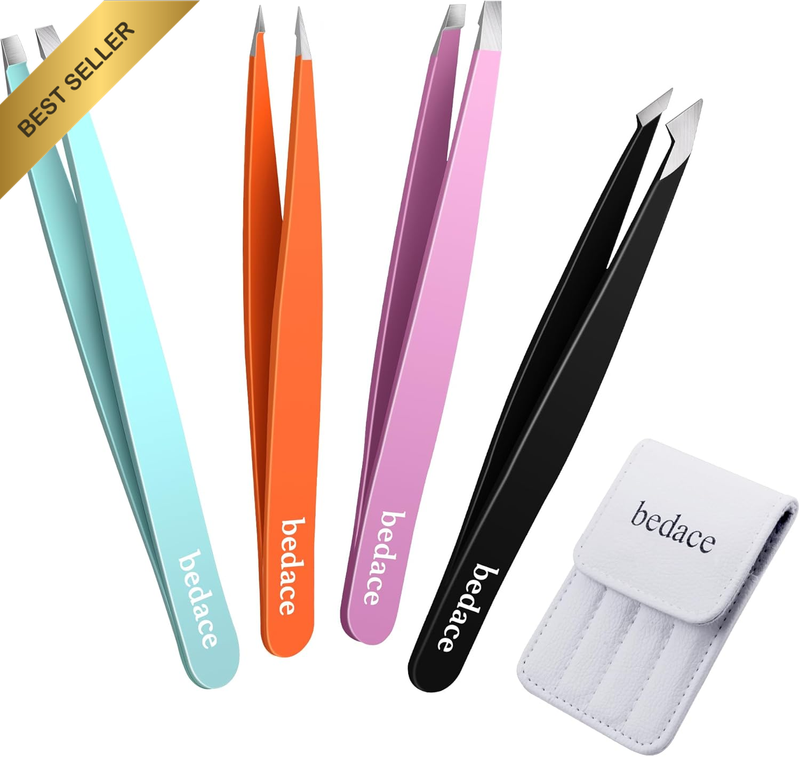 Tweezers for Women, 4 Pack Precision Tweezers for Eyebrows,Professional Slant Ti