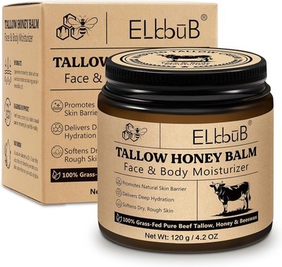 ELBBUB Whipped Tallow Cream for Face & Body with Natural Honey & Beeswax Moistur