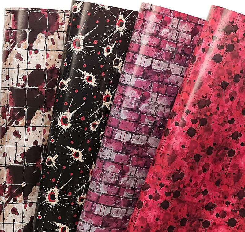 WRAPAHOLIC Bloody Halloween Wrapping Paper - 12 Sheets Blood Splatter Wrapping P