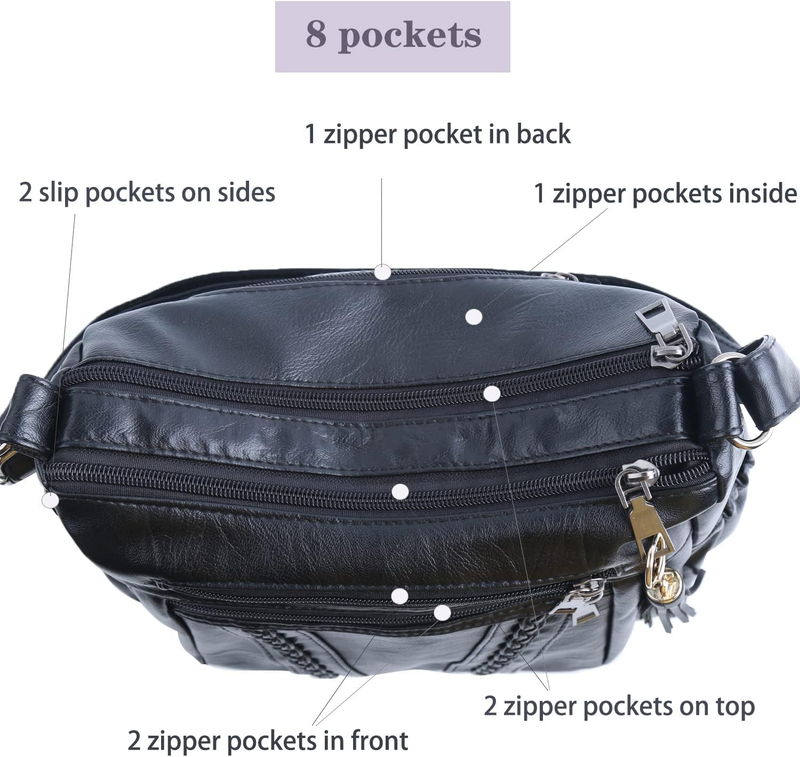 ELDA Crossbody Bags for Women Pocketbooks Soft PU Leather Purses and Handbags Mu