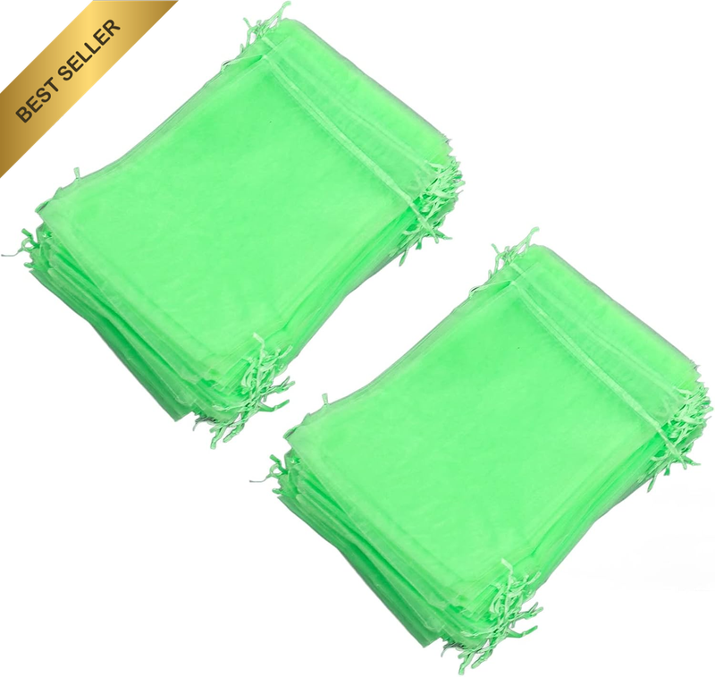 100PCS Fruit Protection Netting Bags, Reusable Garden Mesh Barrier Bags with Dra