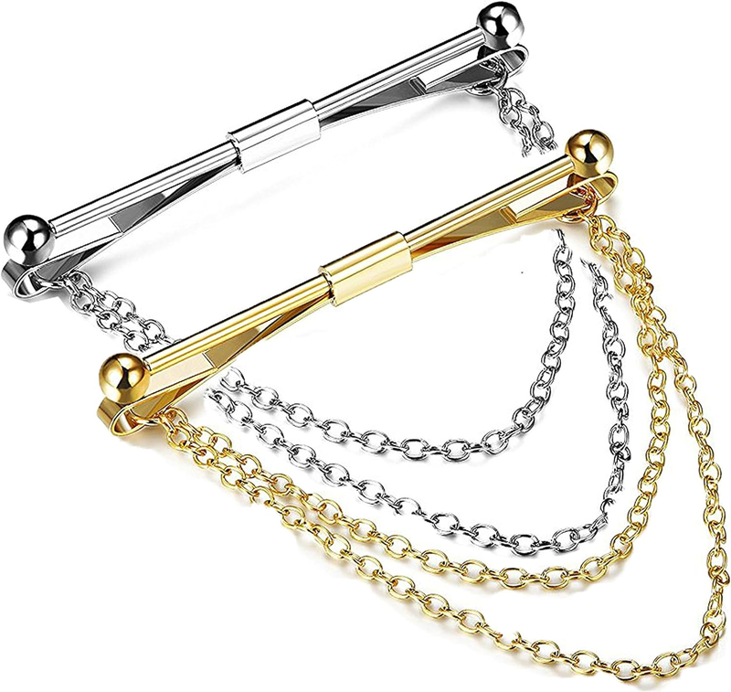 Set of 2 Men'S Tie Collar Bar Pins - Classic Collar Clips