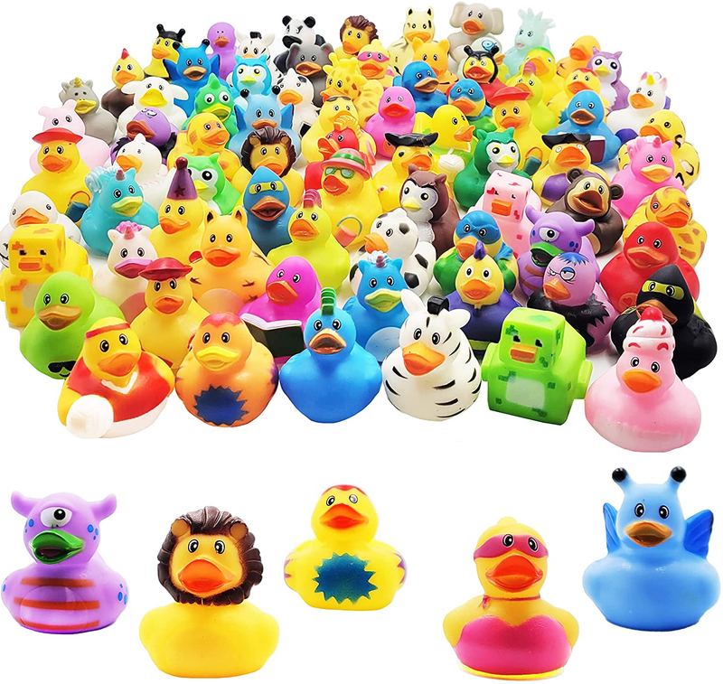100 PCS Bathtub Shower Rubber Duck Toys Baby Bath Duckies Floating Pool Activity