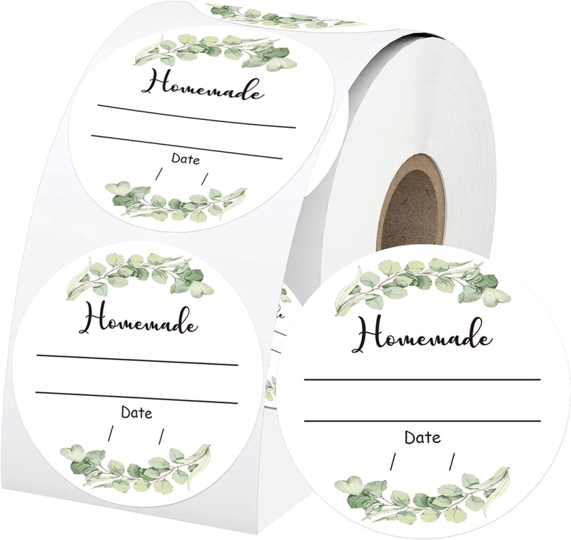 Watercolor Green Plants Canning Stickers, 2 Inch, 500 Pcs, Food Labels