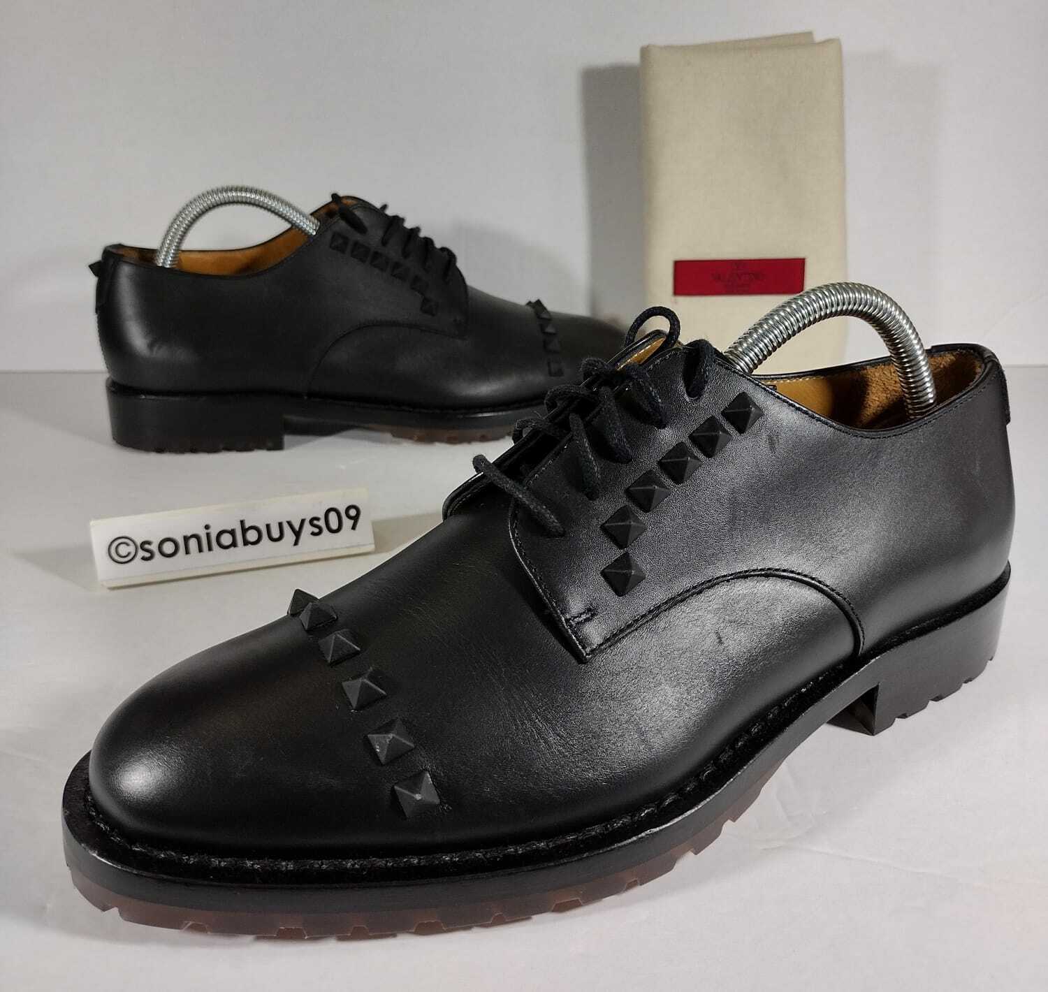 Valentino Garavani Men's Rockstud Lace-Up Shoes, Black, Size Valentino Garavani Men's Rockstud Lace-Up Shoes, Black, Size