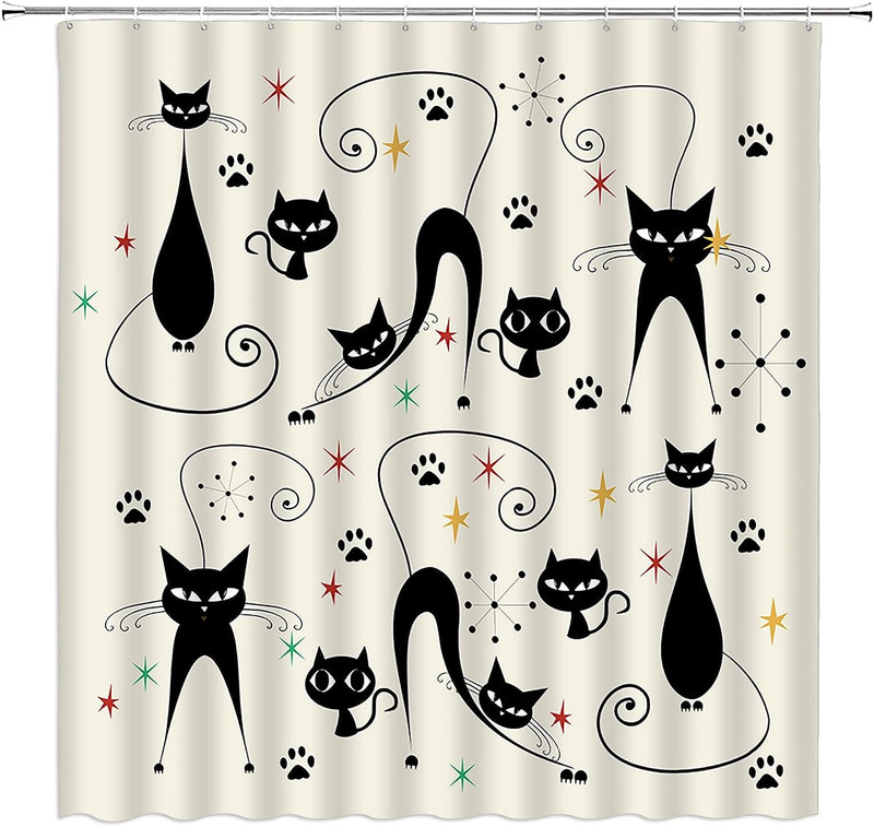 Retro Atomic Starburst Black Cat Kitty Kitt