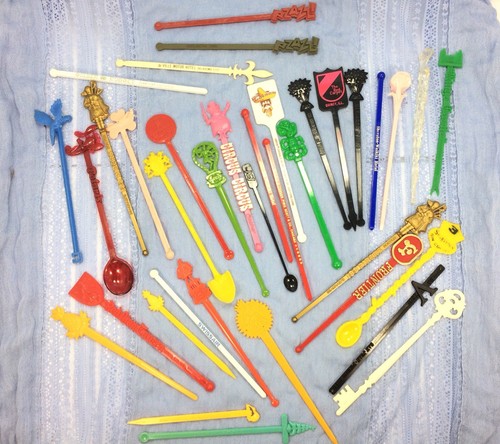 37 Vintage Swizzle Stir Sticks Alcohol Hotels Casinos Airlines Travel Collector